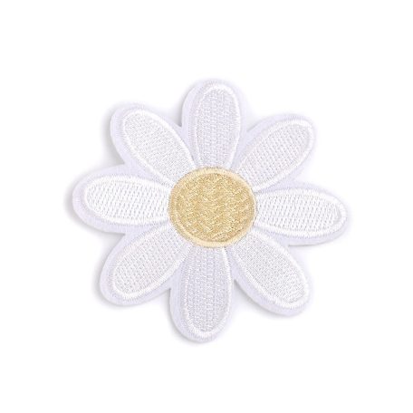 Margaréta virág, fehér (1), felvasalható címke, folt, 83 mm 1 db