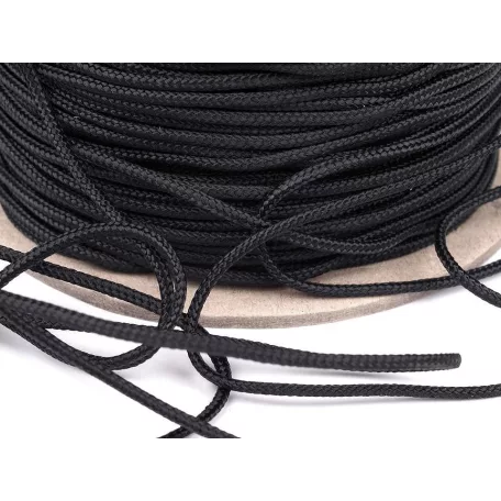 Műszaki redőnyzsinór 1,6 mm , fehér vagy fekete színben. Hengeres  PES zsinór. 100 m/orsó . Rolókhoz is. 