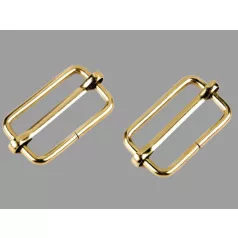   Osztott fémcsúszó, 33 mm, heveder szabályozó, arany színű. 25 db/csomag. Fémkellék.