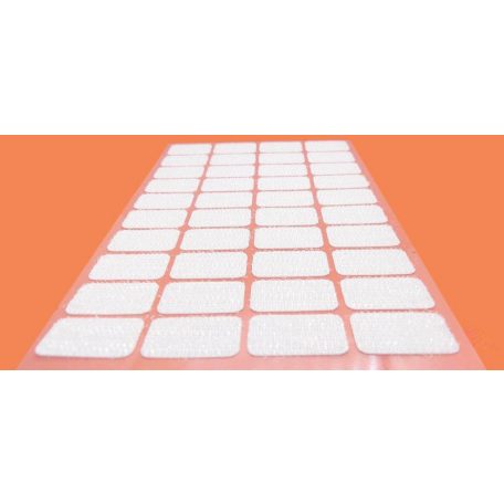 Öntapadó tépőzár 15mm x 25 mm, téglalap forma, fehér színű 40 pár/lap ( bolyhos és kampós együtt) 