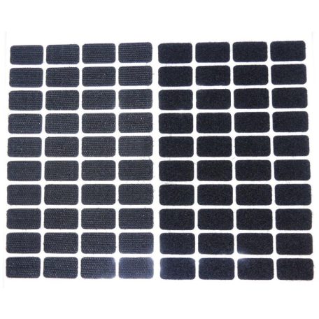 Öntapadó tépőzár 15mm x 25 mm, téglalap forma, fekete , 40 pár/lap ( bolyhos és kampós együtt) 