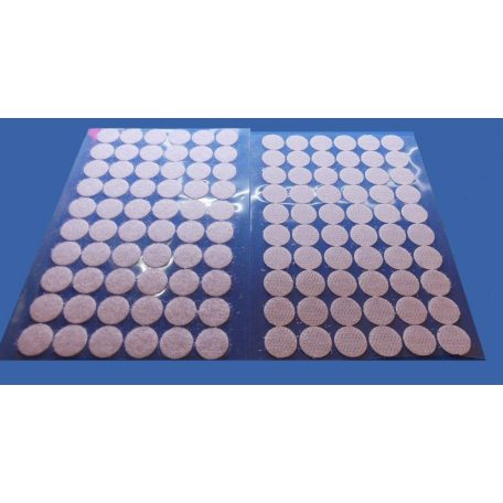 Öntapadó tépőzár korong, 15 mm, fehér vagy fekete. 60 pár/lap