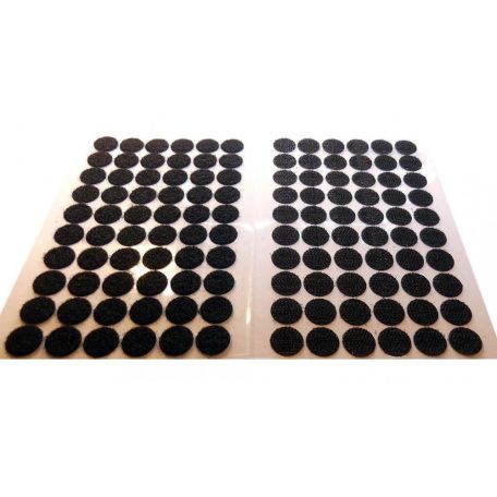 Öntapadó tépőzár korong, 15 mm, fehér vagy fekete. 60 pár/lap