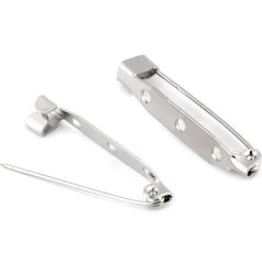 Kitűző alap 34 mm ezüst  színű 2 lyukas 50 db / csomag