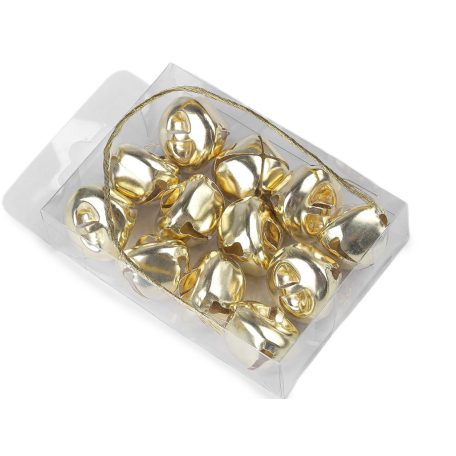 Kolomp, csengő, dekorációs kellék. 25 mm nagyság. Arany színben . 12 db /doboz