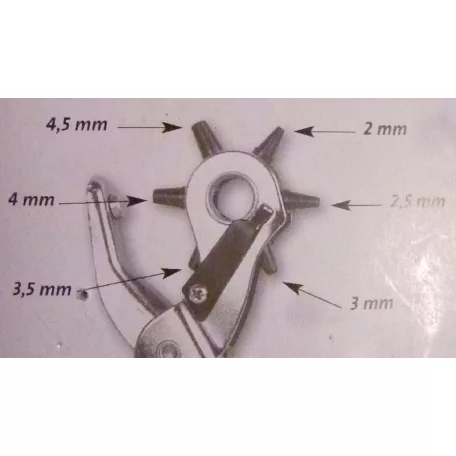 Forgófejes kézi lyukasztó, 6 mérettel. 2-4,5 mm 1 db 