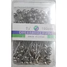 Gombostű ezüst metál  38 mm hosszú, 4 mm -es fejjel 100 db/doboz. Ezüst fejű dekorgombostű. ( hosszú)
