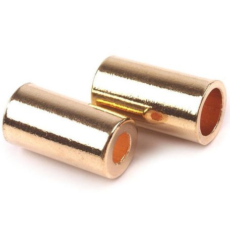 Fém zsinórvég rosegold színű. Méret 9 x 15 mm. (5-ös) Az egyik vég átmérője 5,5 mm a másik pedig 7,7 mm.Rozsdamentes.  50 db/ csomag 