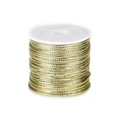   Lurex zsinór 2 mm-es világos arany elegáns, lapos üreges zsinór. 30 m/orsó. Karácsonyi dekoráció