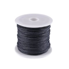   Ékszerkészítő bőrhatású viaszolt pamut fűzőzsinór 1 mm, fekete színben (25 m / orsó)