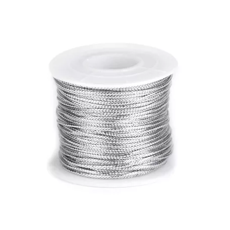 Lurex ezüst zsinór 2 mm-es hengeres, üreges  díszkötöző. 30 m/orsó