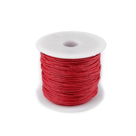 Ékszerkészítő zsinór 1 mm, piros színben 70% pamut, 30% poliészter. 50 m/orsó