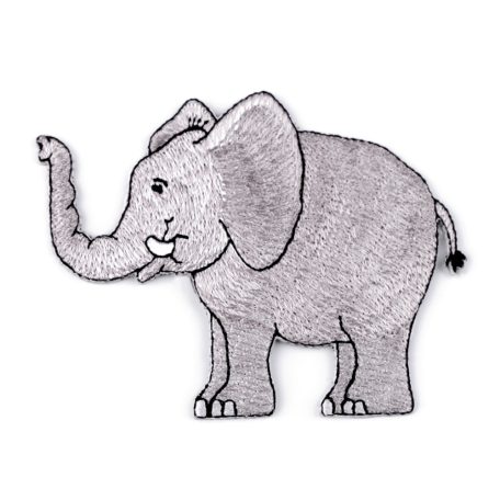 Elefánt felvasalható címke, folt, 75 mm x 70 mm 1 db 