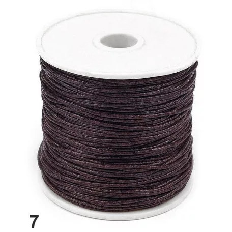 Pamut zsinór 1 mm kávébarna (7). Ékszerkészítő bőrhatású viaszolt zsinór (25 m / orsó)