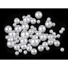 Tekla gyöngy, méret mix fehér (gyöngyszín), műanyag, csomagon belül 5-10 mm. Egészgyöngyök.