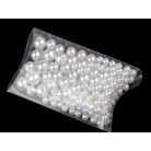 Tekla gyöngy, méret mix fehér (gyöngyszín), műanyag, csomagon belül 5-10 mm. Egészgyöngyök.