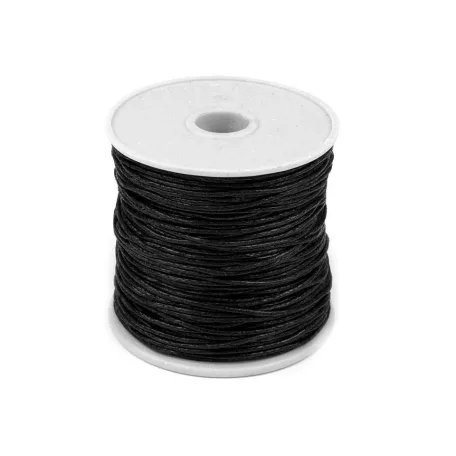 Ékszerkészítő viaszolt pamut zsinór 0,8 mm, fekete színben (25 m / orsó) (10-es szín)