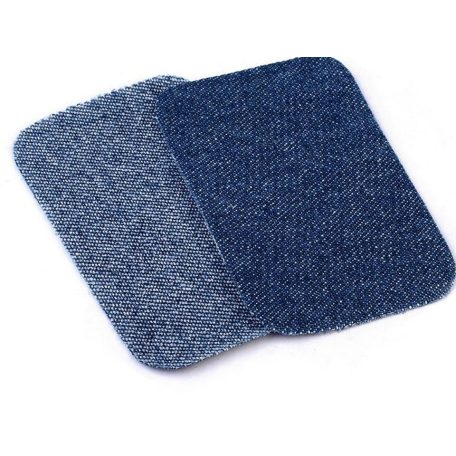 Farmerfolt felvasalható, pamut anyagból, 76x49 mm farmerkék árnyalatok és a fekete farmer  (10 db/csomag )