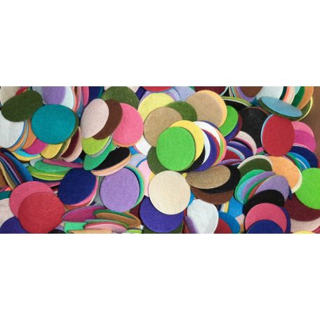 Filc korongok színes mix kiszerelésben 4 cm-es kreatív kellék.  (40 db/cs.)