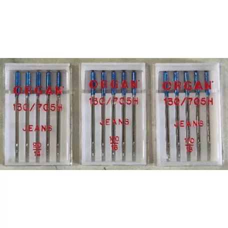 Háztartási varrógéptű, Organ  JEANS  130/705 H,  90-100-110 választható méretben 5 db/levél 