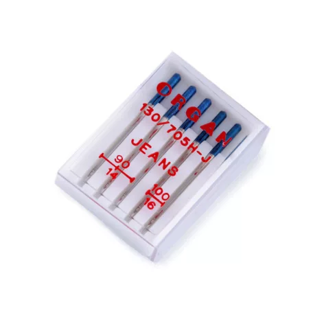 Háztartási varrógéptű, Organ  JEANS  130/705 H,  90-100-110 választható méretben 5 db/levél 
