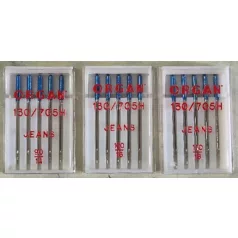   Organ JEANS Farmervarró háztartási varrógéptű, 30/705 H,  90-100-110 választható méretben 5 db/levél 