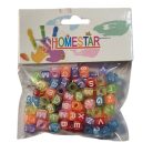 Betűgyöngy kocka mix. színes betűvel, fűzhető, 6x6 mm, furat:3 mm. kb.90 db/csomagolás Neon színek