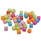 Betűgyöngy kocka mix. színes betűvel, fűzhető, 6x6 mm, furat:3 mm. kb.90 db/csomagolás Neon színek