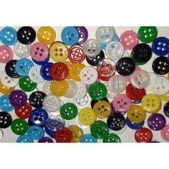   Színes gombok 9 mm mix/vegyes kiszerelésben 4 lyukú átvarrós inggomb.MINI (14-es) 150 db/csomag