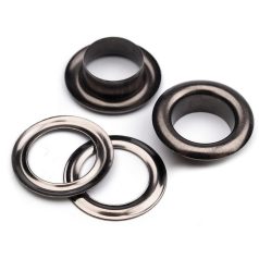   Ringli karika 12 mm, réz alapú, black nikkel.  50 pár / csomag. Dekoratív, elegáns kellék. Rozsdamentes.