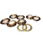 Ringli karika 12 mm, réz alapú, arany.  50 pár / csomag. Dekoratív, elegáns kellék. Rozsdamentes.