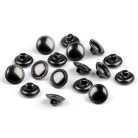 Dekoratív fém gomb, mintás lapos , 20-as (12,7 mm)  arany, ezüst vagy fekete hátul varró füles. 50 db/cs 