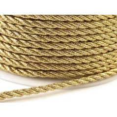   Arany zsinór sodrott  3 mm lurex , 20 yard/orsó (18,6 m) Dekorációs díszítő zsinór