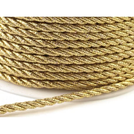 Arany zsinór sodrott  3 mm lurex , 20 yard/orsó (18,6 m) Dekorációs díszítő zsinór