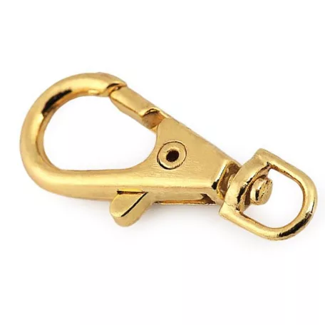 Karabiner 4 mm bújtatóval arany színben 50 db/csomag . Forgós karabiner kicsi. Rozsdamentes. 