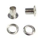 Ringli karika 5 mm, ezüst színű vas alapú, 8 mm magas, " hosszú lábú" Iratok összefűzéséhez is.  (100 db/csomag).