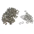 Ringli karika 5 mm, ezüst színű vas alapú, 8 mm magas, " hosszú lábú" Iratok összefűzéséhez is.  (100 db/csomag).