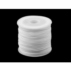   Fűző, ékszer vagy karkötő készítő fehér zsinór 0,8- 1,00 mm vastag, hengeres, belül damillal erősítve. PES. 50 méter.  310352