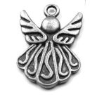 Angyal medál, 20 mm x 15 mm, kétoldalas. Platina ezüst színű.  5 db/csomag