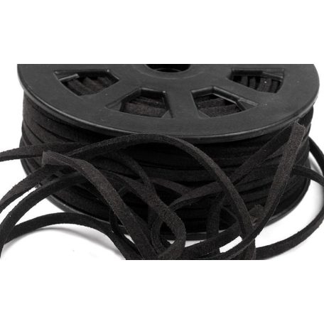 Velúrbőr szál, 3 mm x 2 mm szögletes, ecobőr nem fényezett, többféle színben;  30 méter/orsó 