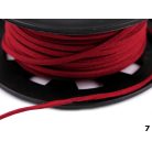 Velúrbőr szál, 3 mm x 2 mm szögletes, ecobőr nem fényezett, többféle színben;  30 méter/orsó 