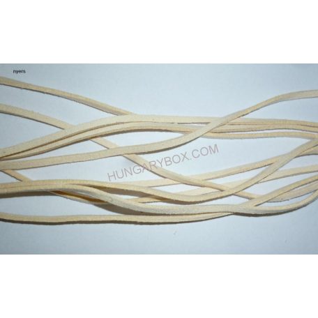 Velúrbőr szál, 3 mm x 2 mm szögletes, ecobőr nem fényezett, többféle színben;  30 méter/orsó 