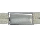 Fém szalag vagy zsinór rögzítő elem, csúszásgátló fülekkel. 8 mm széles 15 mm hosszú. 100 db/csomag