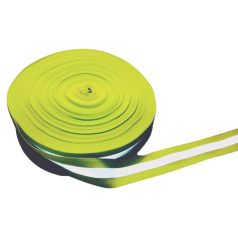   Varrható fényvisszaverő szalag 30 mm neonzöld színű szövet alapon ezüst csík,  5 m / kiszerelés Felvarrható.