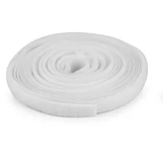   Kétoldalas tépőzár, 10 mm széles, fehér kötegelő, alacsony profilú (puha) 5 méter/tekercs. ( kis kiszerelés)