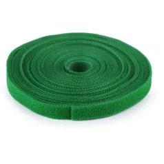   Kétoldalas tépőzár, 10 mm széles, zöld kötegelő, alacsony profilú (puha) 5 méter/tekercs. ( kis kiszerelés)