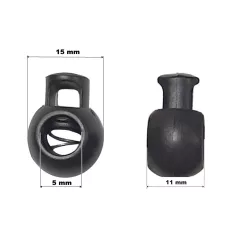   Zsinór szabályozó rugós golyós (egylyukú) max. 4-5 mm-es zsinórhoz, többféle színben. (100 db/cs)