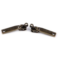   Cipzárkocsi No.7-es cipzárhoz, hosszú füles cipzárkocsi, kis lakat is belerakható.  1 pár , antik színű . Táska cipzárkocsi.