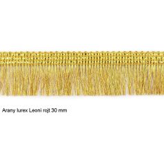  Arany lurex rojt 30 mm csillogó Leoni szalag. Zászlórojt. 9 méter / kiszerelés