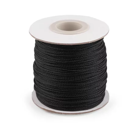 Sodrott zsinór 1 mm vastag fekete. Ékszerkészítő nylon zsinór. 100 m / orsó